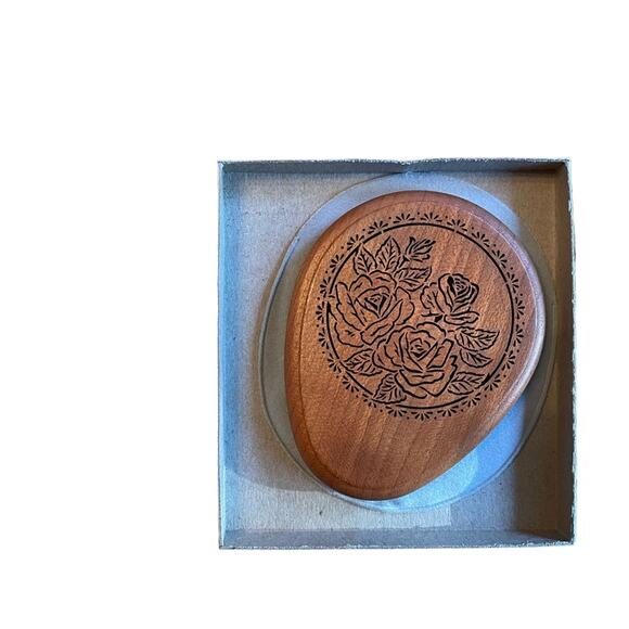 Vintage Lasercraft Pocket Mirror Rose Cherry Shelbourne Hand New in Box - Picture 1 of 5